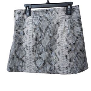 Olivaceous vegan leather snake skin mini skirt with slit Size S NWOT